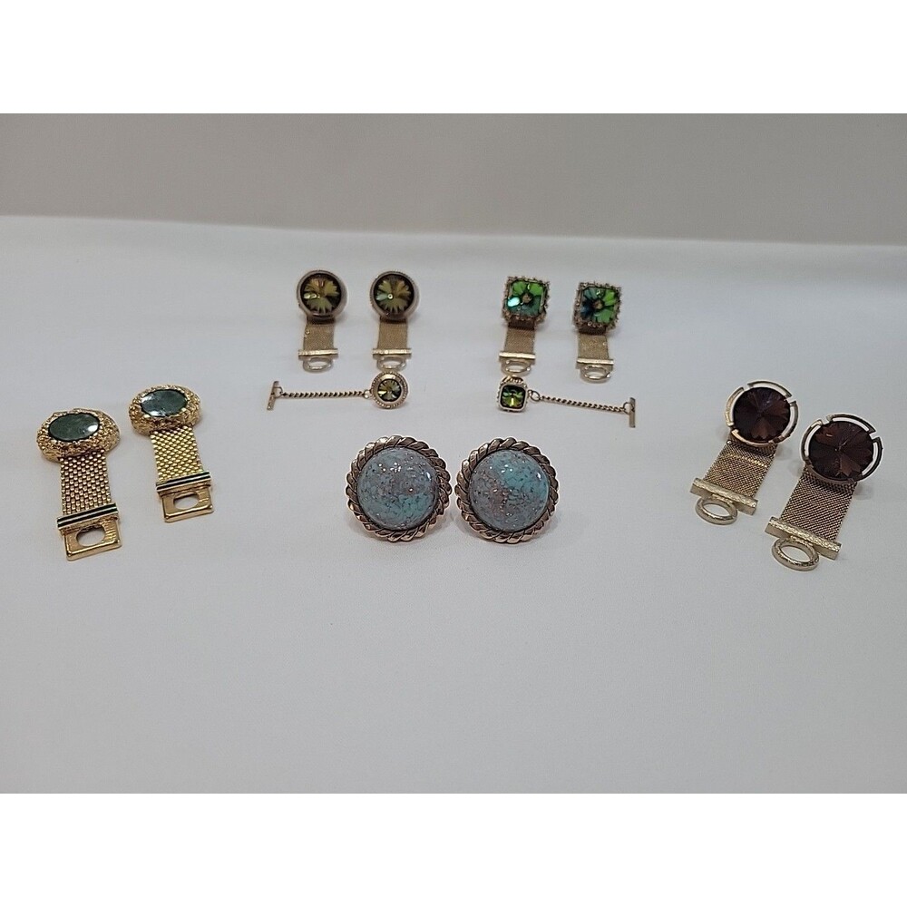 Vintage Dante Lot Of 5 Cufflinks Gold Nugget Mobster Ornate Tie Pins